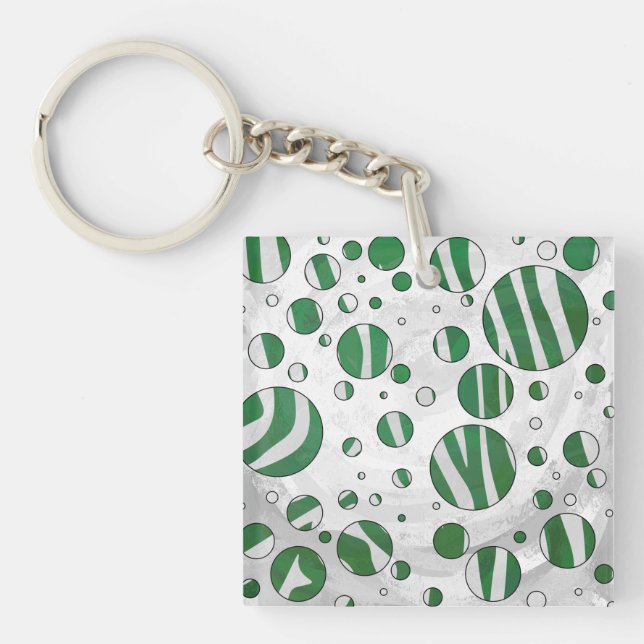 Porte-clés Zebra Green et White Polka Dot (Devant)