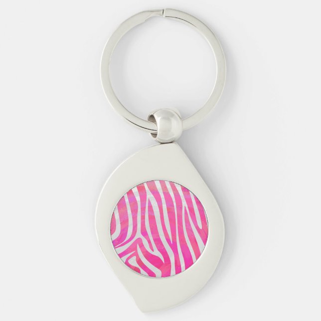 Porte-clés Zebra Hot Pink et White Print (Devant)