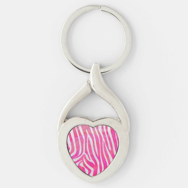 Porte-clés Zebra Hot Pink et White Print (Devant)