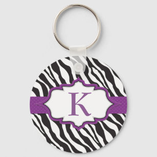 Porte-clés Zebra Monogram Purple Ribbon Porte - clé