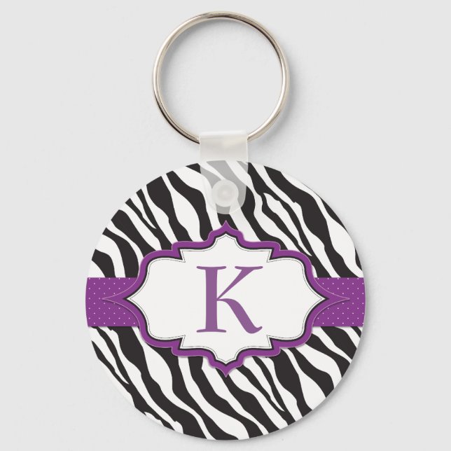 Porte-clés Zebra Monogram Purple Ribbon Porte - clé (Recto)