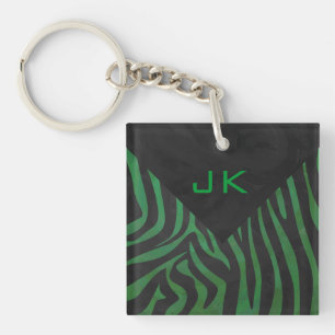 Porte-clés Zebra Monogramme noir et vert