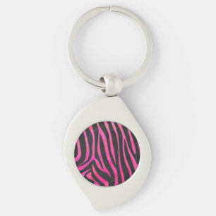Porte-clés Zebra noir et rose chaud