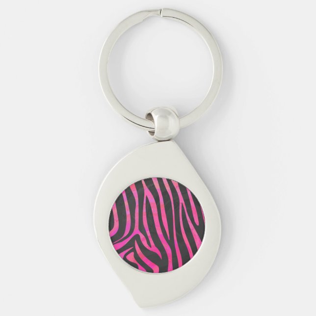 Porte-clés Zebra noir et rose chaud (Devant)