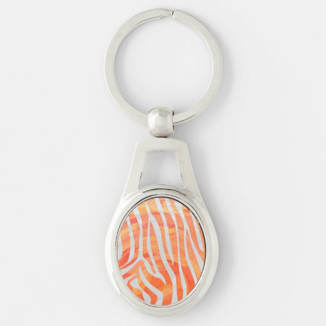 Porte-clés Zebra Orange and White Print (Devant)