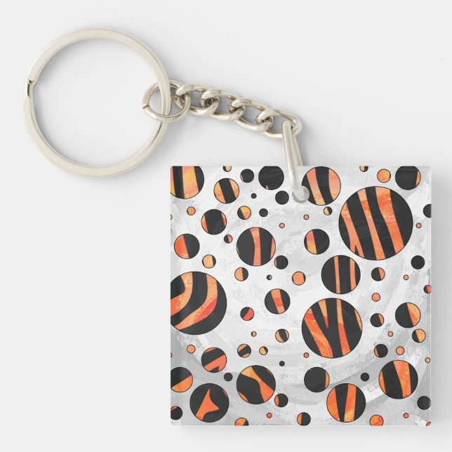 Porte-clés Zebra Pois noirs et orange (Devant)