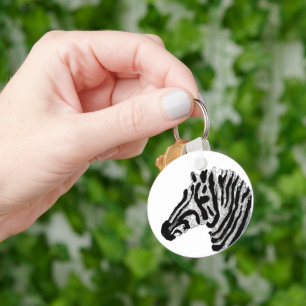 Porte-clés Zebra Print Grandes noir et blanc