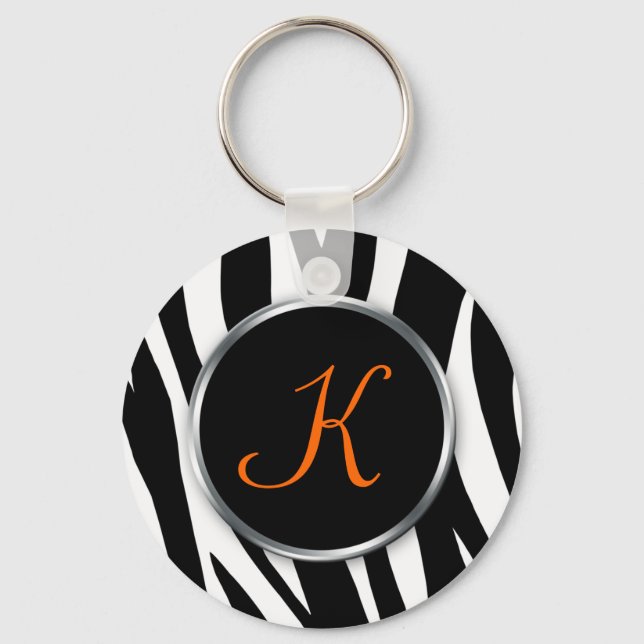 Porte-clés Zebra Print : Monogramme orange : Porte - clé (Recto)