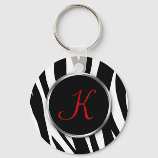 Porte-clés Zebra Print : Monogramme rouge : Porte - clé