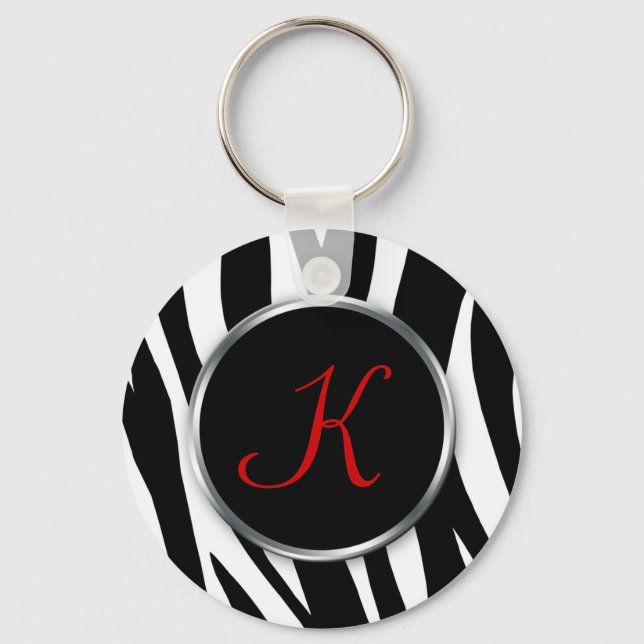 Porte-clés Zebra Print : Monogramme rouge : Porte - clé (Recto)