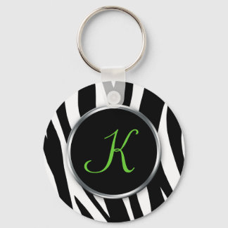 Porte-clés Zebra Print : Monogramme vert : Porte - clé