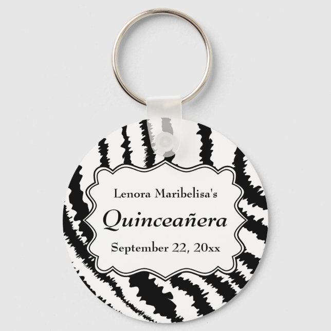 Porte-clés Zebra Print Motif Quinceanera (Recto)