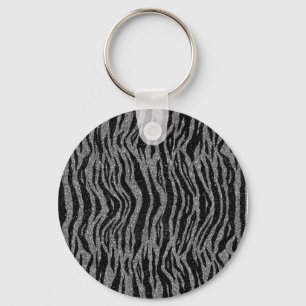 Porte-clés Zebra Print noir et gris argent