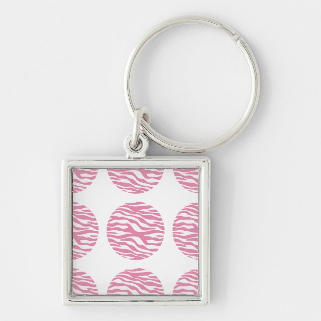 Porte-clés Zebra Print Polka Dots Premium Keychain (Devant)