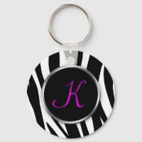 Zebra Print : Violet Monogramme : Porte - clé