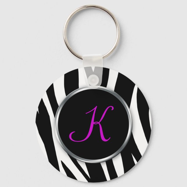 Porte-clés Zebra Print : Violet Monogramme : Porte - clé (Recto)