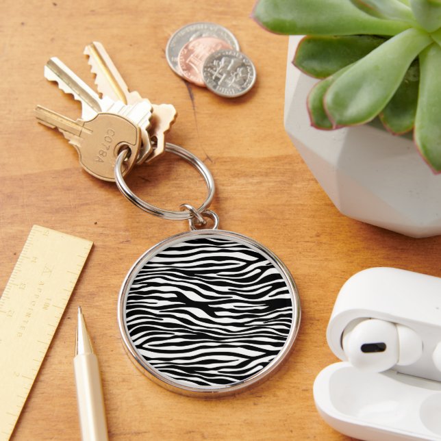 Porte-clés Zebra Print, Zebra Stripes, Noir Et Blanc (Bureau)