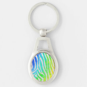 Porte-clés Zebra Rainbow et White Print