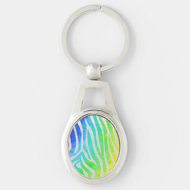 Porte-clés Zebra Rainbow et White Print (Devant)
