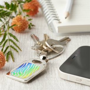 Porte-clés Zebra Rainbow et White Print