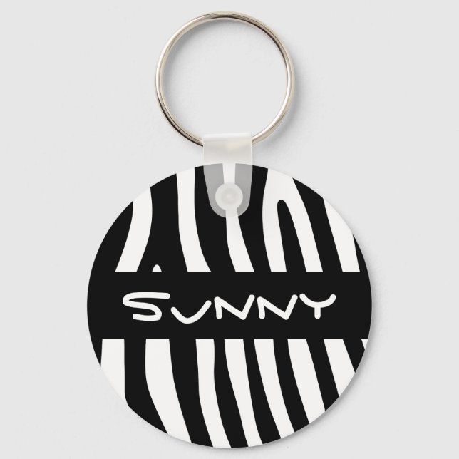 Porte-clés Zebra rayures motif noir & blanc + vos idées (Recto)