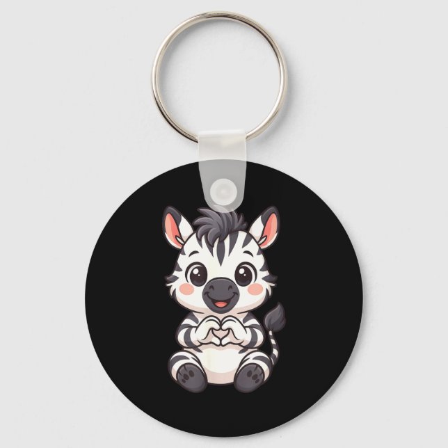 Porte-clés Zebra with heart women girls kids heart cute zebra (Recto)