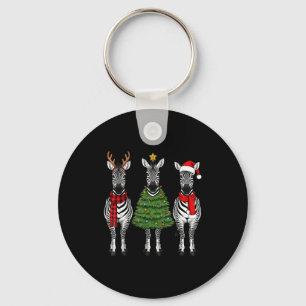 Porte-clés Zèbre de Noël rétro Santa Renne Safari Animal