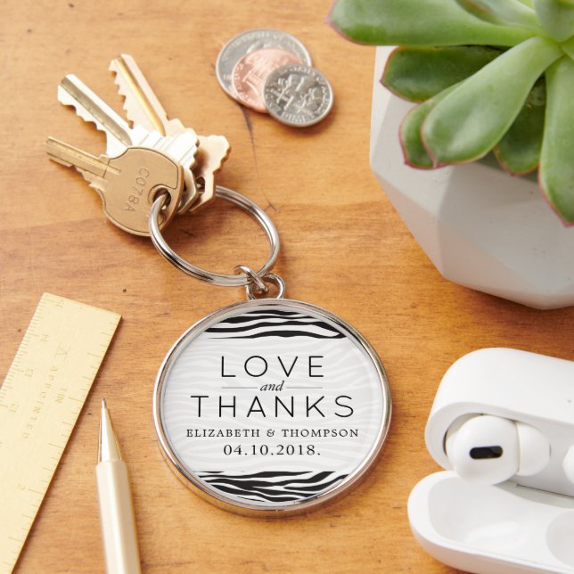 Porte-clés Zèbre Impression, Grilles, Noir Et Blanc, Mariage (Bureau)