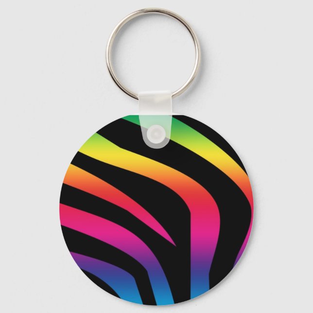 Porte-clés zèbre-imprimé-arc-en-ciel1 (Recto)