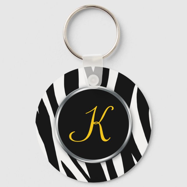 Porte-clés Zèbre Imprimer : Monogramme jaune : Porte - clé (Recto)