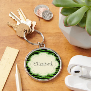 Porte-clés Zèbre Vert, Zèbre Parties scintillant, Zèbre Impri