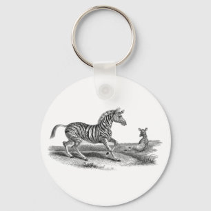 Porte-clés Zèbre vintage d'art et porte - clé d'animal de