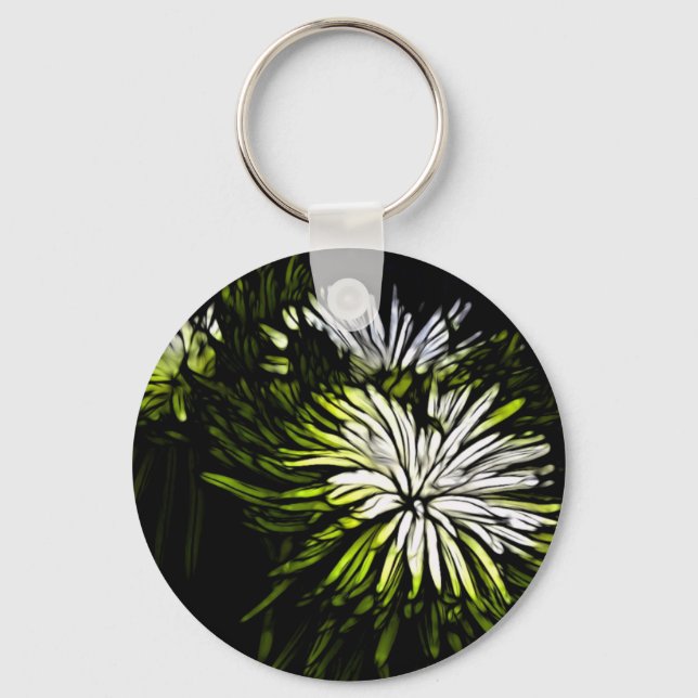 Porte-clés Zen floral Lime vert blanc Chrysanthemum (Recto)