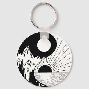 Porte-clés Zen Yin Yang noir blanc