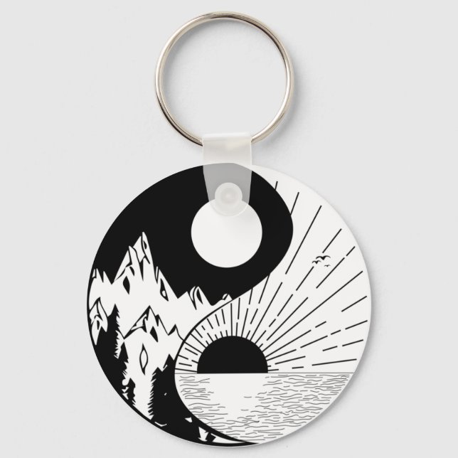 Porte-clés Zen Yin Yang noir blanc (Recto)