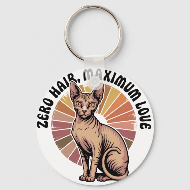 Porte-clés Zéro poil Amour maximum Art Sphynx (Recto)