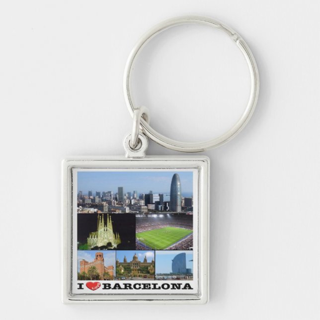 Porte-clés zES022 j'aime BARCELONE, Espagne, Europe, (Devant)