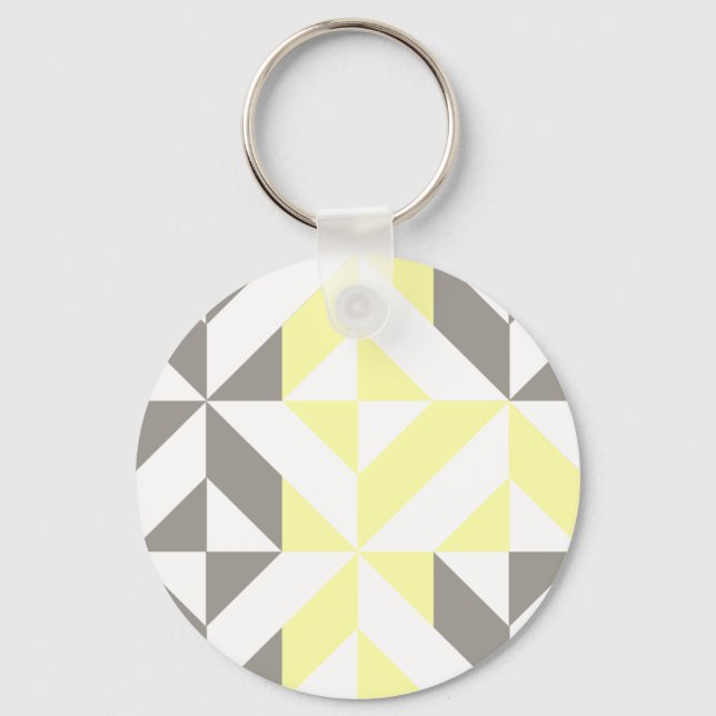 Porte-clés ZigZag géométrique jaune et argent (Recto)