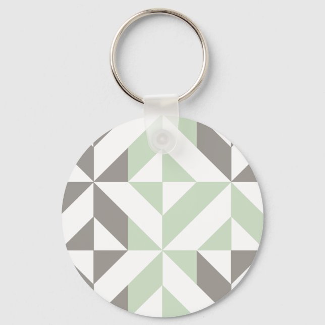 Porte-clés ZigZag géométrique Sage Green et Silver (Recto)