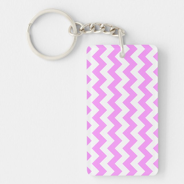 Porte-clés Zigzag rose et blanc (Devant)