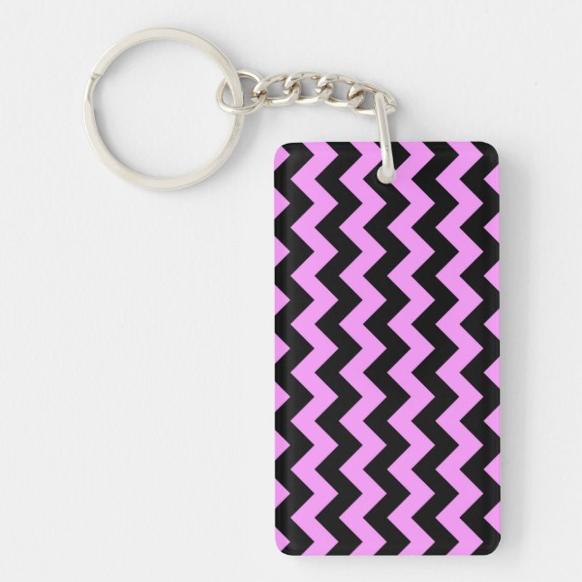 Porte-clés Zigzag rose et noir (Devant)