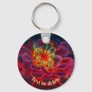 Porte-clés Zinnia Abstract Art Flower Personalized