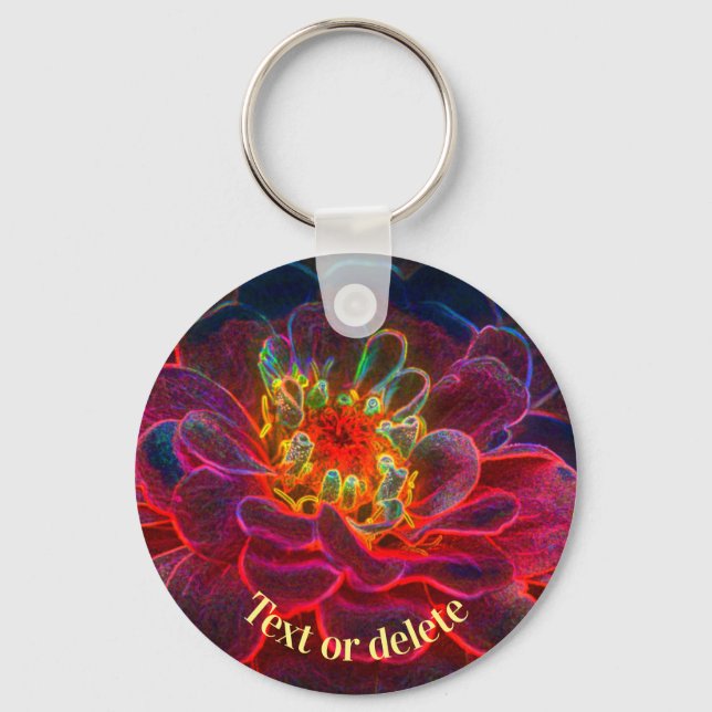 Porte-clés Zinnia Abstract Art Flower Personalized (Recto)