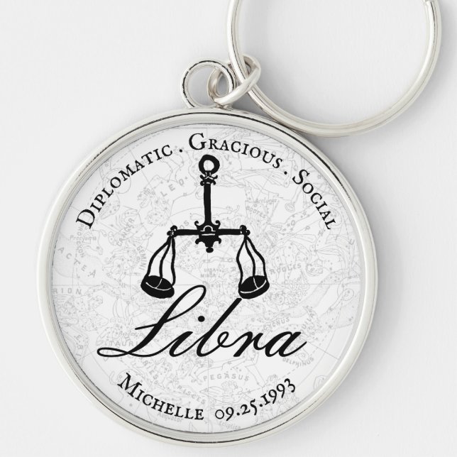 Porte-clés Zodiac Librairie Astrologie Personnalité Blanc Per (Devant)