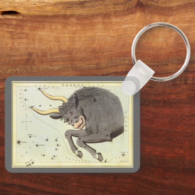Porte-clés Zodiaque Astrologie Taureau Constellation Vintage (Recto)