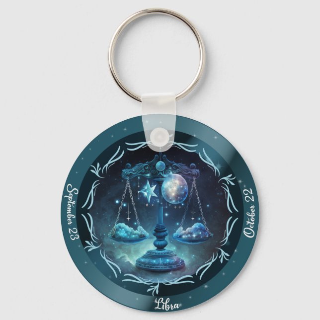 Porte-clés Zodiaque Balance Personnaliser NOM, DATE (Recto)