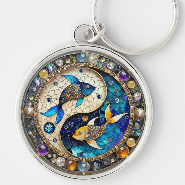 Porte-clés Zodiaque - Poissons Yin et Yang (Devant)