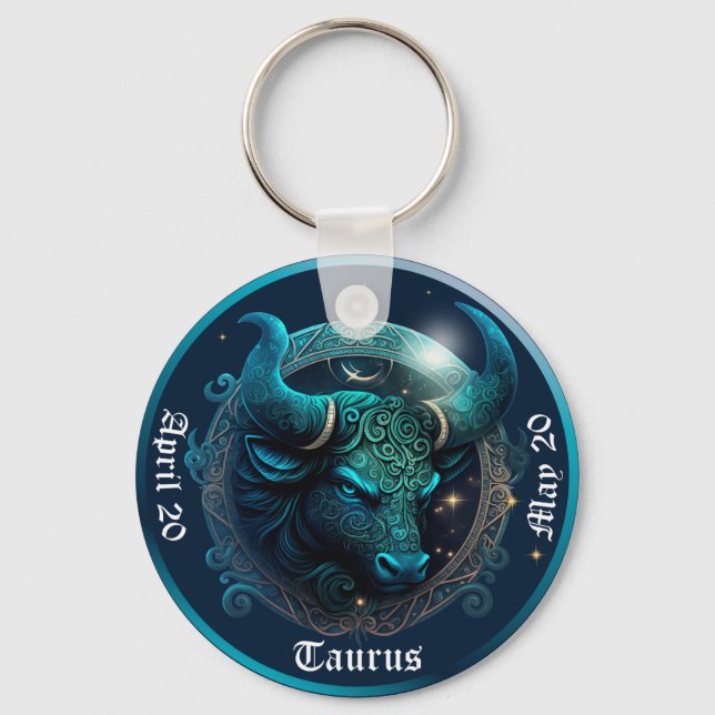Porte-clés Zodiaque Taureau Personnaliser NOM, DATE (Recto)