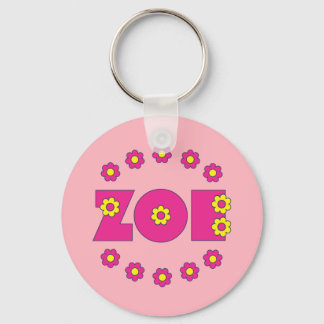 Porte-clés Zoé Flores rose