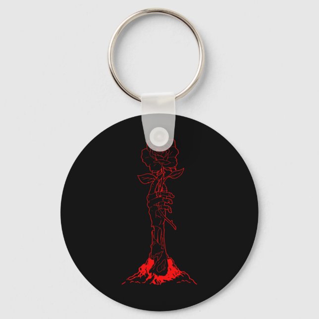 Porte-clés Zombiecore esthétique Zombie main Rouge Rose Squel (Recto)